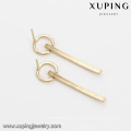 94523 Wholesale plain fancy women jewelry high quality simple design gold plated drop earrings